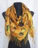 Теплый платок Cashmere Кошки 110*110 см горчичный