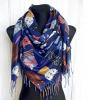 Теплый платок Cashmere Кошки 110*110 см индиго
