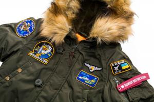 Фото  Дитяча зимова аляска Olymp, з нашивками Ukrainian Falcons , Khaki