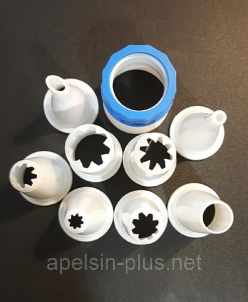 Фото  Набор кондитерских насадок из 8 штук и переходник пластик ОПТ