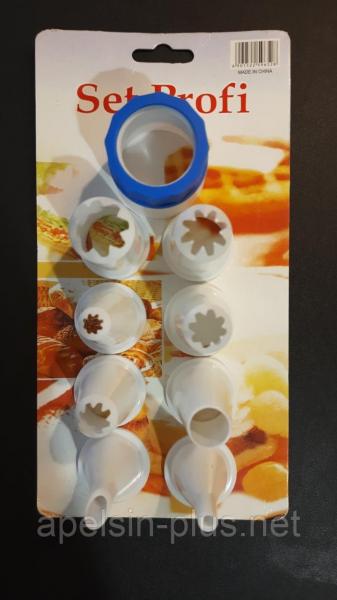 Фото  Набор кондитерских насадок из 8 штук и переходник пластик ОПТ