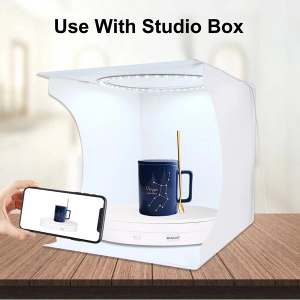 Фото Оборудование для фото студий, мини - студии, Столы для предметной съемки Поворотный, вращающийся стол для предметной съемки (макросъемки) Puluz PU3049W 30 см, нагрузка до 10 кг. белый