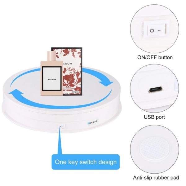 Фото Оборудование для фото студий, мини - студии, Столы для предметной съемки Поворотный, вращающийся стол для предметной съемки (макросъемки) Puluz PU3049W 30 см, нагрузка до 10 кг. белый