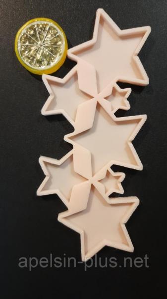 Фото  Молд силиконовый для карамели, шоколада и мастики Звезды на 7 ячеек от 2,0 см до 6,0 см