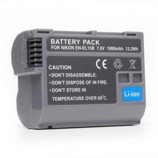 Фото Аккумуляторы, Аккумуляторы для камер NIKON, Аккумуляторы для беззеркальных камер NIKON Аккумулятор EN-EL15B (EN-EL15, EN-EL15A, EN-EL15C) для камер NIKON 1 V1, Z6, Z7, Z6 II, Z7 II - аналог 1900 ma