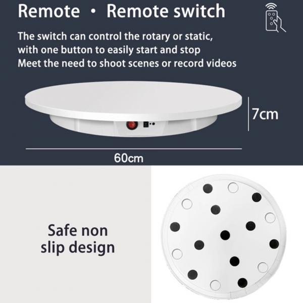 Фото Оборудование для фото студий, мини - студии, Столы для предметной съемки Поворотный, вращающийся стол для предметной съемки макросъемки Puluz DCA1272W 60 см нагрузка до 100 кг! белый