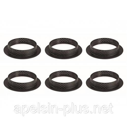 Фото  Набор перфорированных кондитерских Колец для тарта 6 штук термопластик ОПТ