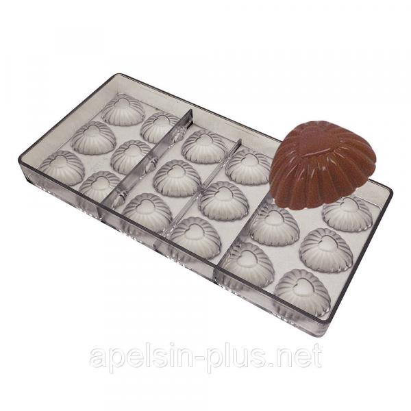 Фото  Поликарбонатная форма для шоколада Ажурные сердца 18 ячейки ОПТ