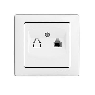 Фото Выключатели, розетки, установочные элементы, Delux выключатели, розетки, диммер Розетка телефонная RJ11 Wega-9034