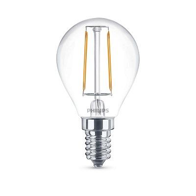 Фото Лампы накаливания, натриевые, галогенные, энергосберегающие, светодиодные, люминесцентные, Светотехника Philips Лампа светодиодная Philips LED Fila 2.3-25W E14 WW P45 ND 1CT APR шарик