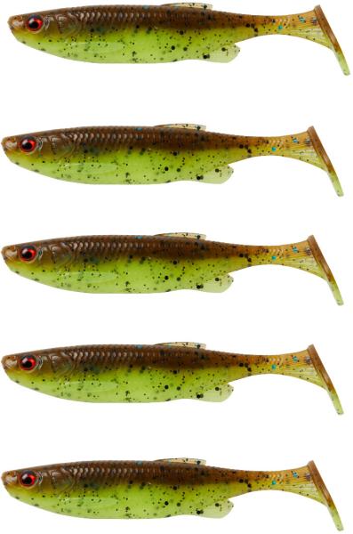 Фото  Силикон Savage Gear Fat Minnow T-Tail 90mm 7.0g Chartreuse Pumpkin (5 шт/уп)
