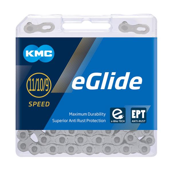 Фото ВЕЛОЗАПЧАСТИНИ, ТРАНСМІСІЯ, ЛАНЦЮГИ Ланцюг KMC eGlide EPT Cues 11/10/9 шв., 132 л. + замок