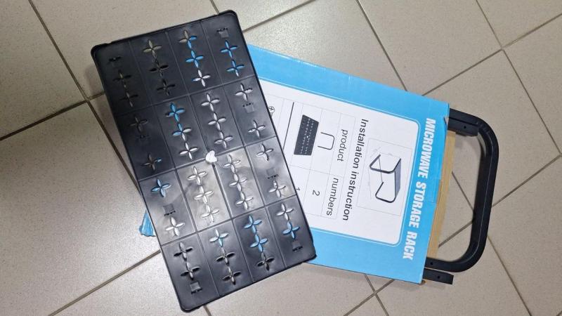 Фото  УЦЕНКА! Полка стеллаж для микроволновки Microwave rack AND 979 Черная (Корпус имеет дефект 3110)