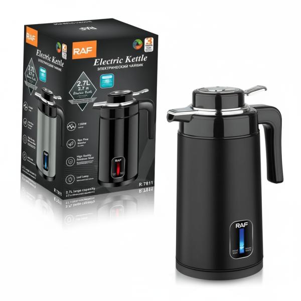 Фото Все для кухни Чайник электрический с индикатором температуры на 2.7л RAF R.7811 Черный
