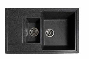 Фото Мойки на кухни Кухонная мойка гранитная две чаши черный