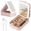Дорожная бьюти-косметичка с LED зеркалом на аккумуляторе Розовый