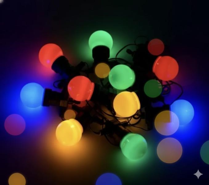 Фото  Гирлянда уличная разноцветные шары 5 м / 10 лампочек / IP65 SFK-47