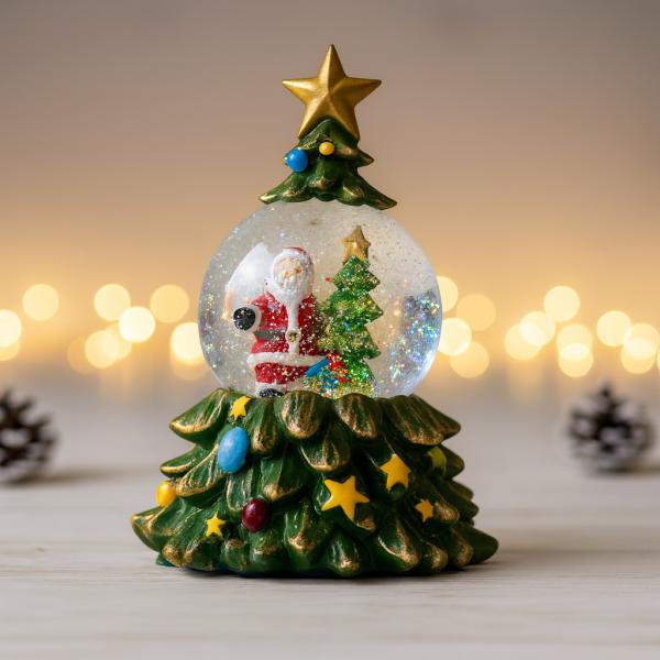 Фото  Музыкальный Снежный Шар-Ночник 