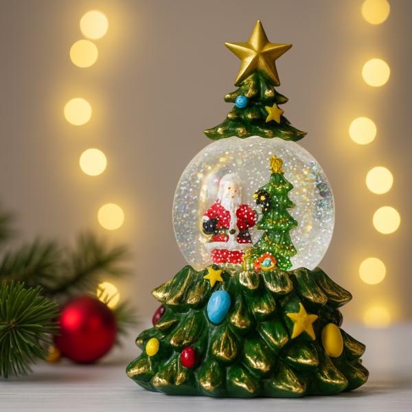 Фото  Музыкальный Снежный Шар-Ночник 