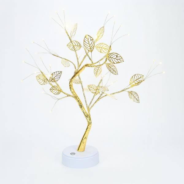Фото Фонари, прожекторы, светильники Настольная светодиодная лампа Дерево серебристое с листьями USB + батарейки AA 3шт