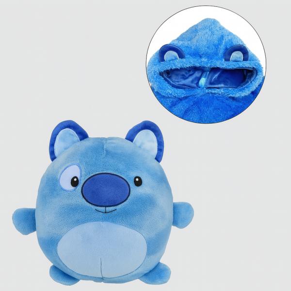 Фото Детский мир, детские товары Детский плед-толстовка Huggle Hoodie «Морской бриз» (синий) — тёплый флисовый плед с рукавами и капюшоном