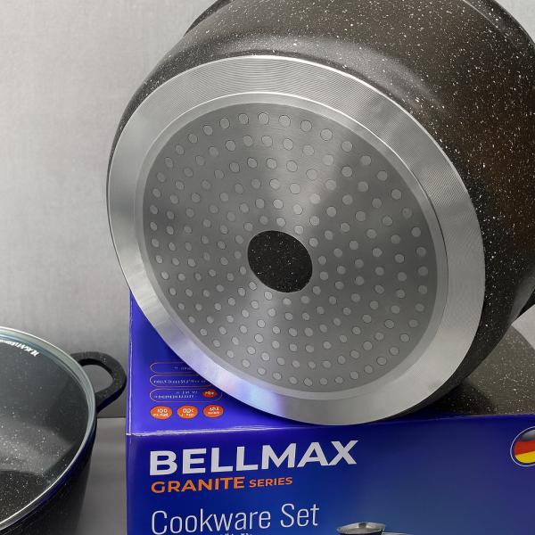 Фото Все для кухни Набор кухонной посуды Bellmax BM-120 Черный из литого алюминия с гранитным покрытием, 9 предметов