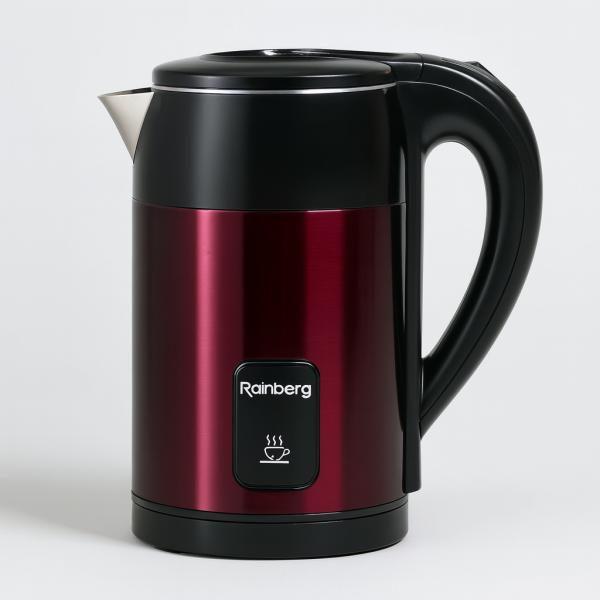 Фото  УЦЕНКА! Электрический чайник Rainberg RB-2300, 1.8 л, нержавеющая сталь, красный, (Плохая упаковка,повреждение корпуса 3119)