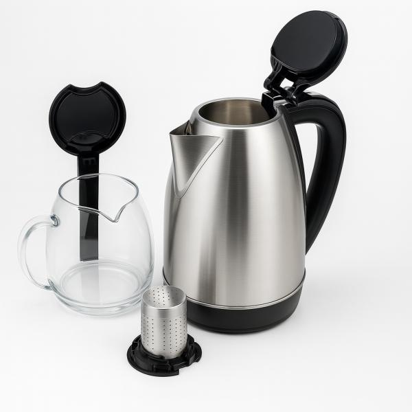 Фото  УЦЕНКА! Комплект электрочайник с заварником на подставке Rainberg RB-2504 (Нет упаковки, нет заварника 3163)