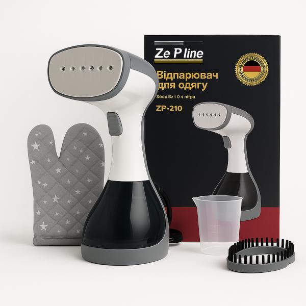 Фото Товары для дома и сада Ручной вертикальный пароутюг для дома и путешествий  серый Zepline ZP-210 3000 Вт, 0.4 л с перчаткой