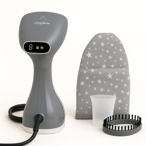 Фото Товары для дома и сада Ручной вертикальный пароутюг для дома и путешествий  серый Zepline ZP-210 3000 Вт, 0.4 л с перчаткой