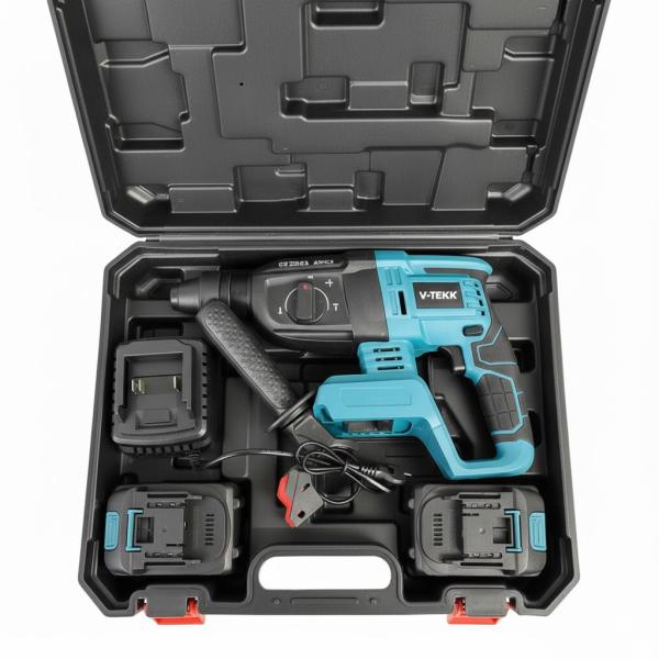 Фото Автотовары, электроинструмент, ручной инструмент V-TEKK Дрель-перфоратор аккумуляторный 2 в 1 | Ударный беспроводной инструмент 18 В с литий-ионным аккумулятором