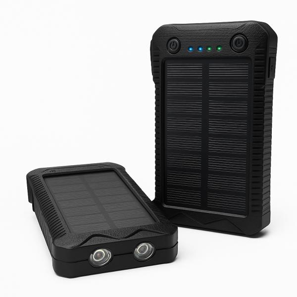Фото PowerBank, внешние аккумуляторы Повербанк‑солнечная батарея 20 000 мА·ч – универсальный внешний аккумулятор с солнечной панелью, двумя USB‑выходами и фонариком