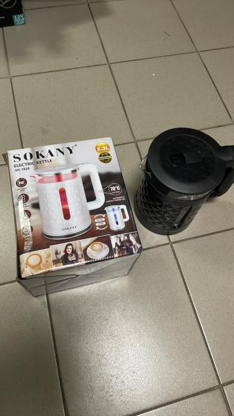 Фото  УЦЕНКА! Электрический чайник Sokany SK-1028 с подсветкой Черный(Плохая упаковка 3139)