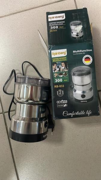 Фото  УЦЕНКА! Электрическая кофемолка Rainberg RB-833 роторная 300Вт (Вмятина на корпусе 3143)