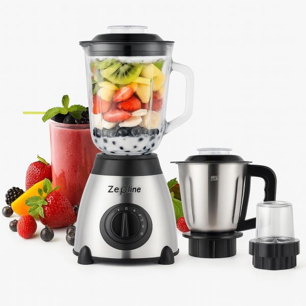 Фото  УЦЕНКА! Блендер с кофемолкой и мясорубкой со стеклянной чашей 3в1 Zepline ZP-081 (Вмятина на корпусе 3135)