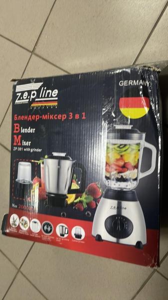 Фото  УЦЕНКА! Блендер с кофемолкой и мясорубкой со стеклянной чашей 3в1 Zepline ZP-081 (Вмятина на корпусе 3135)