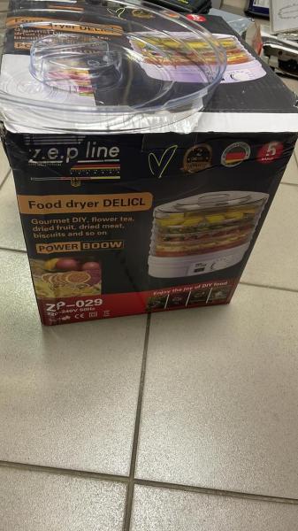 Фото  УЦЕНКА! Сушильный аппарат для фруктов, овощей, дегидратор Zepline 029 (Плохая упаковка, повреждена крышка 3148)