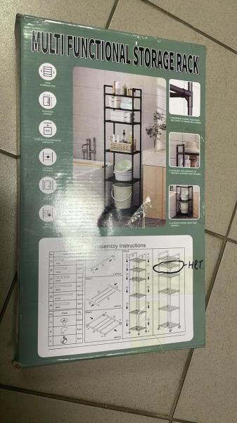 Фото  УЦЕНКА! Напольный стеллаж на колёсах 6 уровней 41×33×164 см, чёрный, металлический (Нет одной полочки 3152)