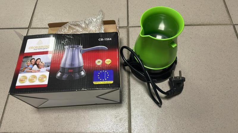 Фото  УЦЕНКА! Турка электрическая Crownberg СВ-1564 1000 Вт 400 мл 3 чашки Турка для кофе / (Нет ручки 3173)