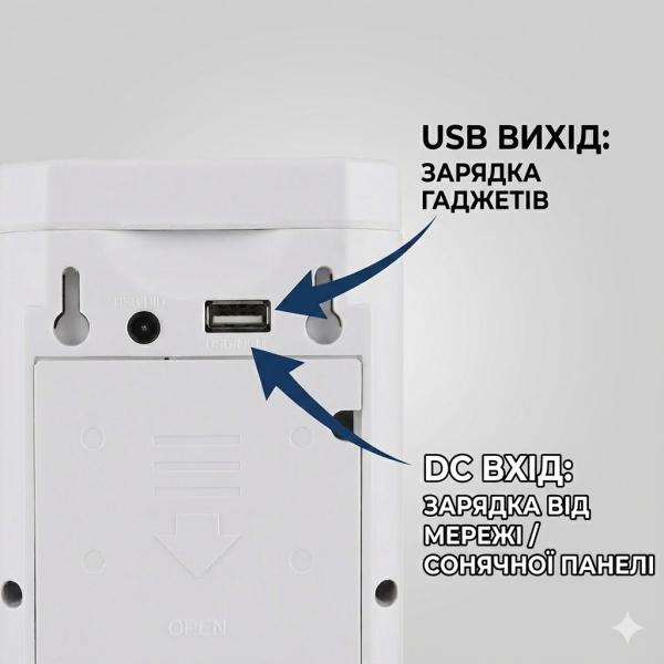 Фото Фонари, прожекторы, светильники Аварийный аккумуляторный фонарь белый корпус HER-TEX HT-2626, 24 LED, USB, до 80 часов