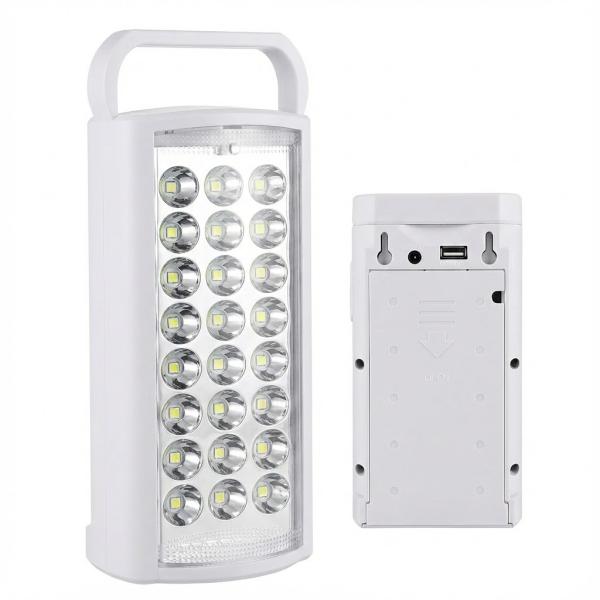 Фото Фонари, прожекторы, светильники Аварийный аккумуляторный фонарь белый корпус HER-TEX HT-2626, 24 LED, USB, до 80 часов