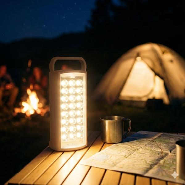 Фото Фонари, прожекторы, светильники Аварийный аккумуляторный фонарь белый корпус HER-TEX HT-2626, 24 LED, USB, до 80 часов