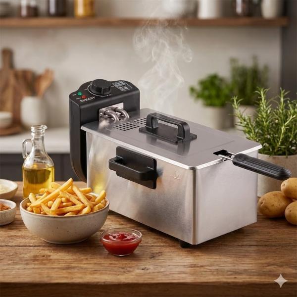 Фото Все для кухни Электрическая фритюрница SOKANY WJ-800, 3,5 л, 2000 Вт, с крышкой, съёмной чашей и защитой от перегрева