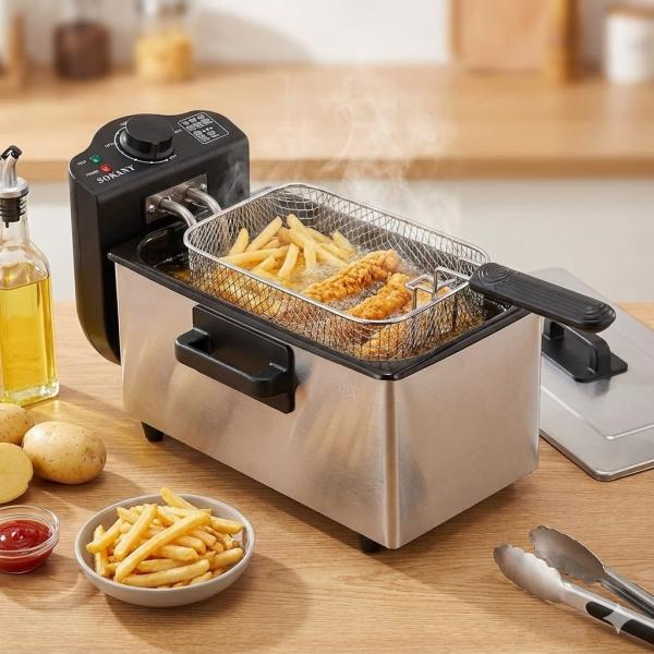 Фото Все для кухни Электрическая фритюрница SOKANY WJ-800, 3,5 л, 2000 Вт, с крышкой, съёмной чашей и защитой от перегрева
