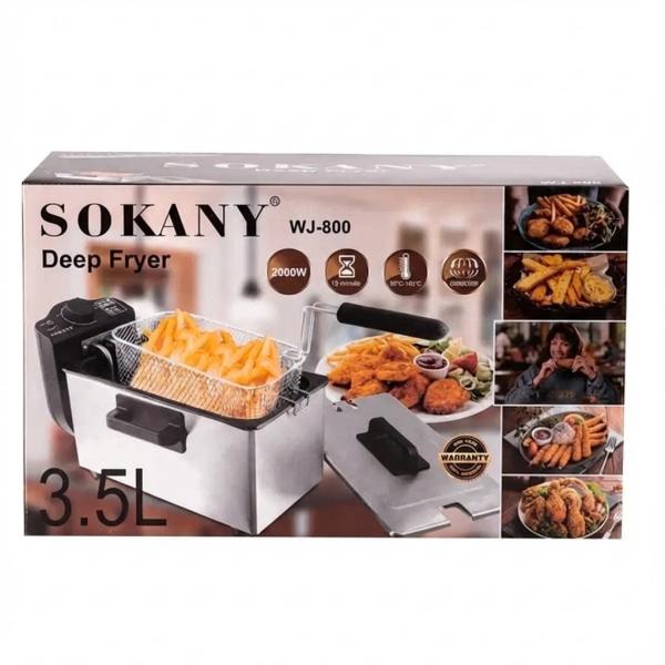 Фото Все для кухни Электрическая фритюрница SOKANY WJ-800, 3,5 л, 2000 Вт, с крышкой, съёмной чашей и защитой от перегрева