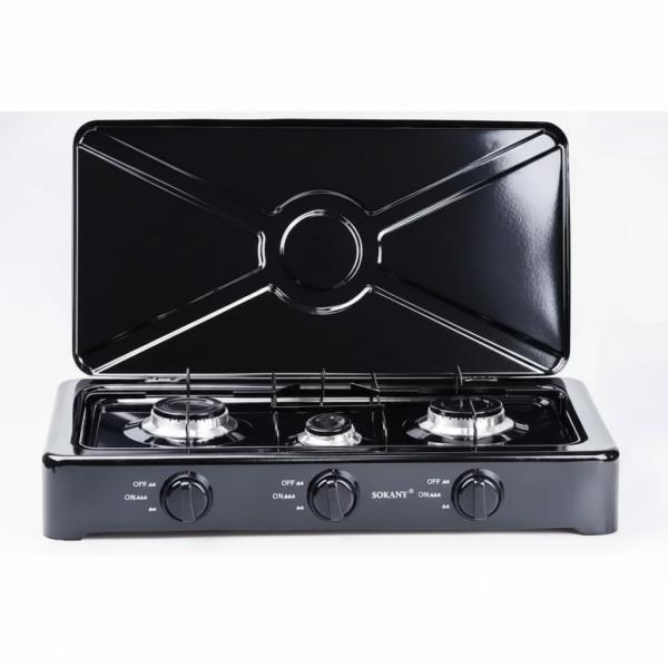 Фото Все для кухни Настольная газовая плита Sokany SK07003 на 3 конфорки / Настольная плита газовая / Газовый Таганок