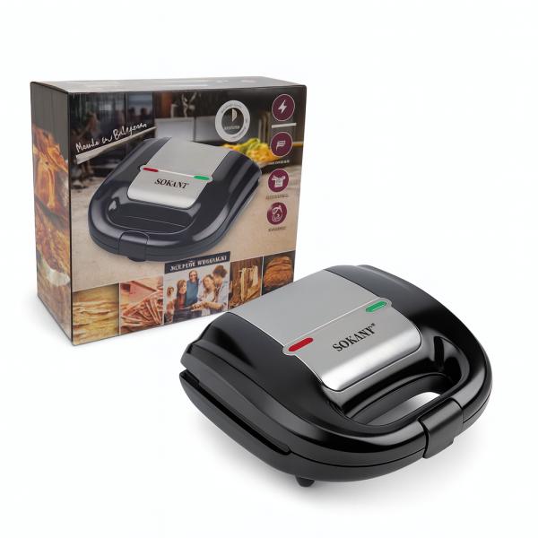 Фото Все для кухни Вафельница Sokany KJ-108W антипригарное покрытие Черный 750 Вт