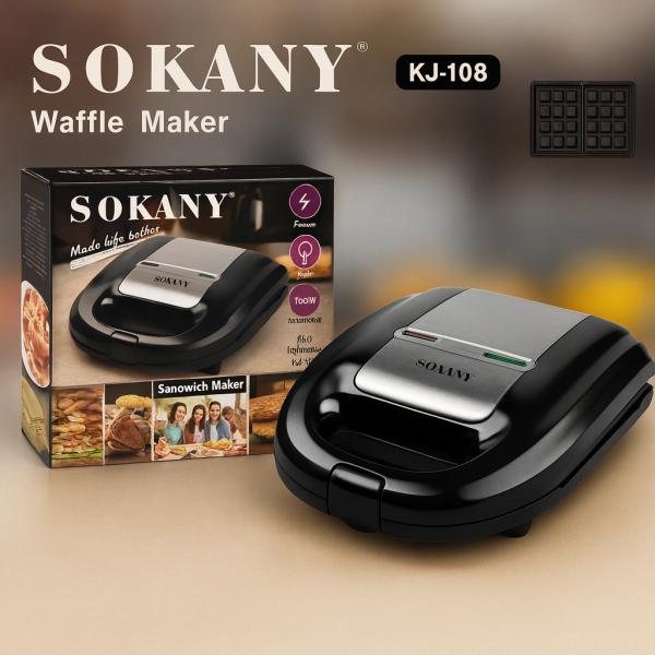 Фото Все для кухни Вафельница Sokany KJ-108W антипригарное покрытие Черный 750 Вт