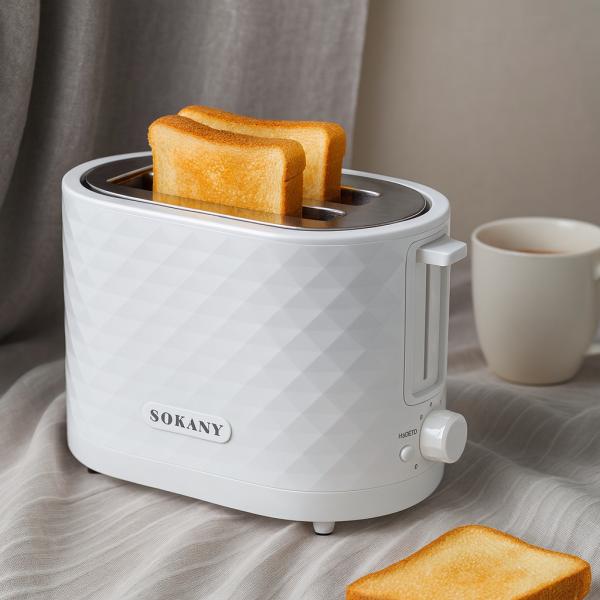 Фото Все для кухни Двойной бытовой тостер для хлеба и 7 температурных режимов Sokany SK-08111 с режимом подогрева 750 Вт