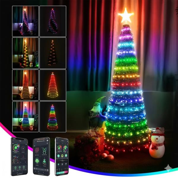 Фото  Светодиодная RGB 10м гирлянда на елку или новогоднего декора в дом или на улицу водонепроницаемая IP65 с управлением SMART